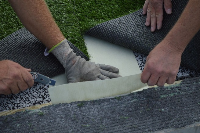 Oakley artificial turf installation - cushion pad installation
